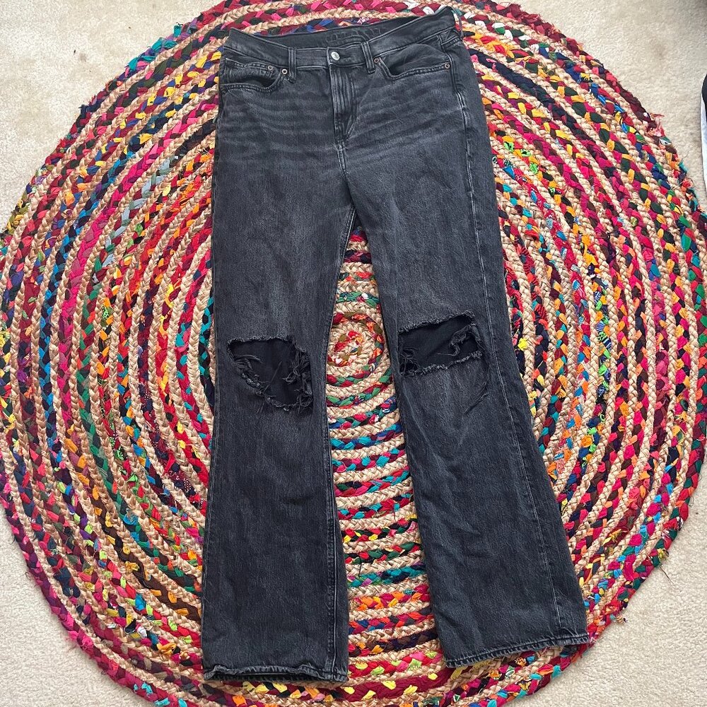 Black long loose fit straight American Eagle jeans